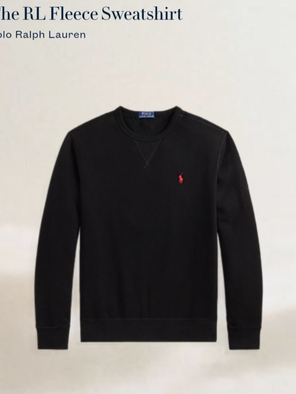 Polo Ralph Lauren Men's Medium The RL Fleece Crewneck Sweatshirt Black
